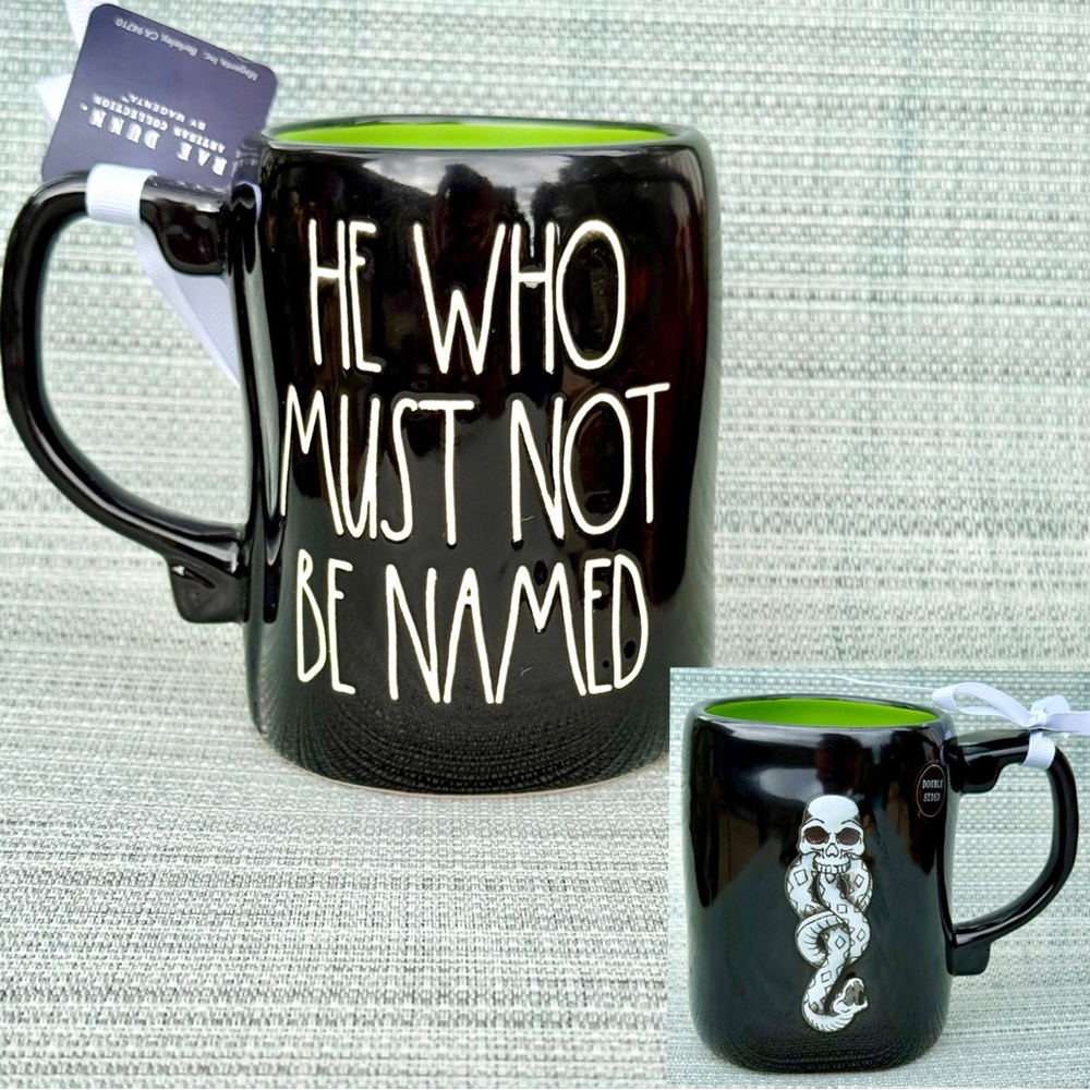 Rae Dunn + Harry Potter HE WHO MUST NOT BE NAMED Double Sided Mug NEW!!